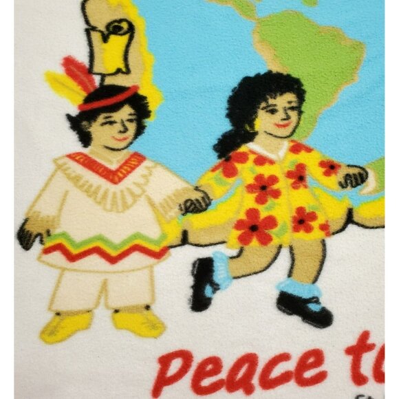 Indian Mission Fleece Lap Blanket St. Bonaventure World Peace Gods Children Kids - Picture 4 of 8